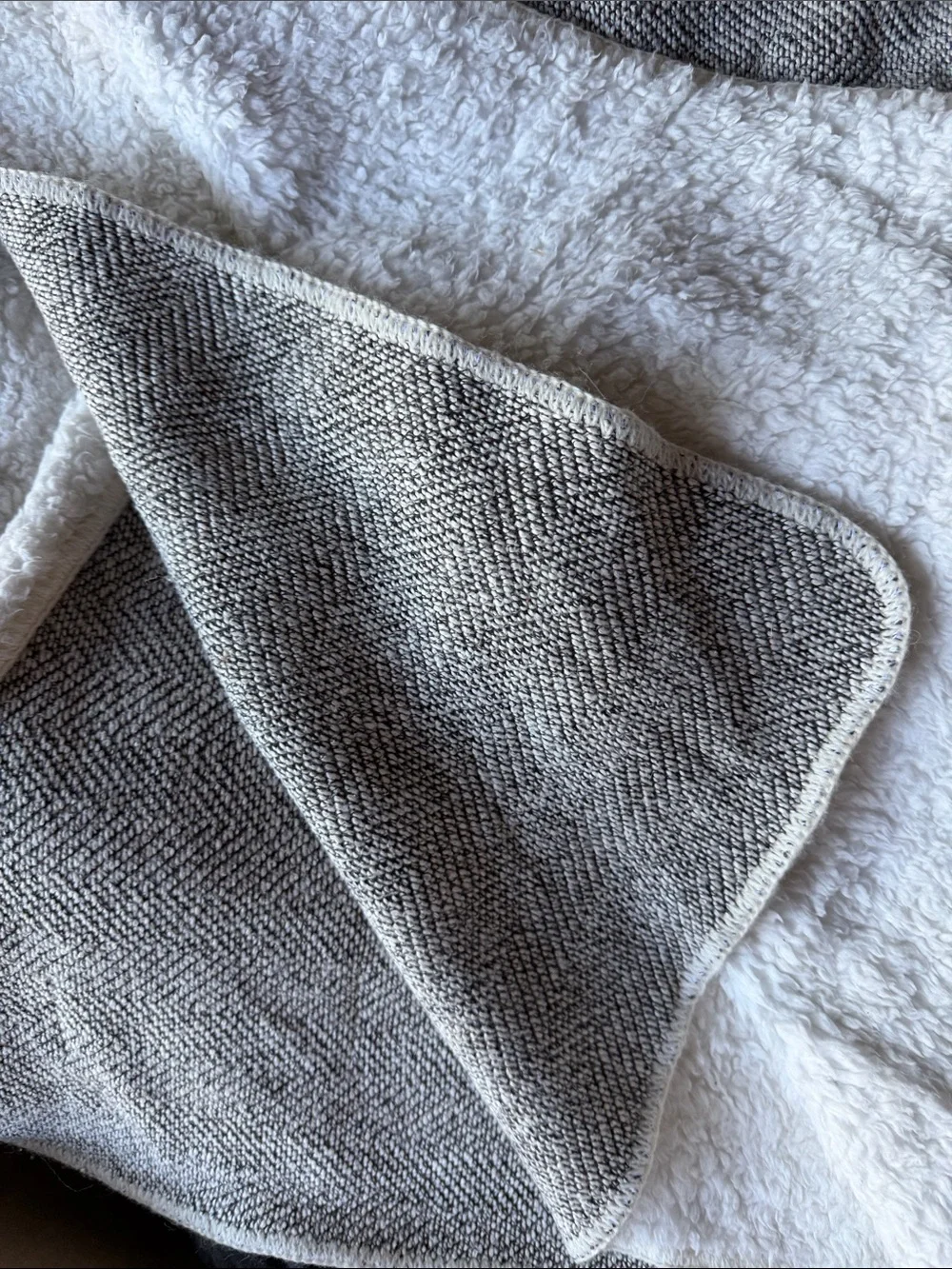 Faherty White Sherpa herringbone  lined blanket